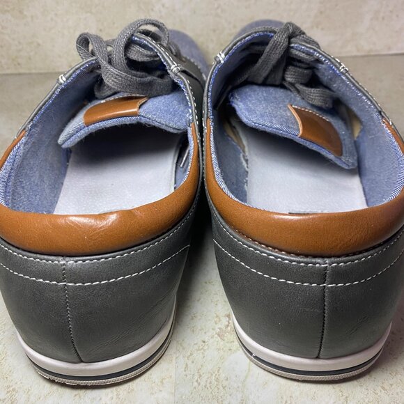 Bruno Marc Mens Gray & Blue Casual Leather Canvas Oxford Shoes Size 12 - Picture 6 of 10